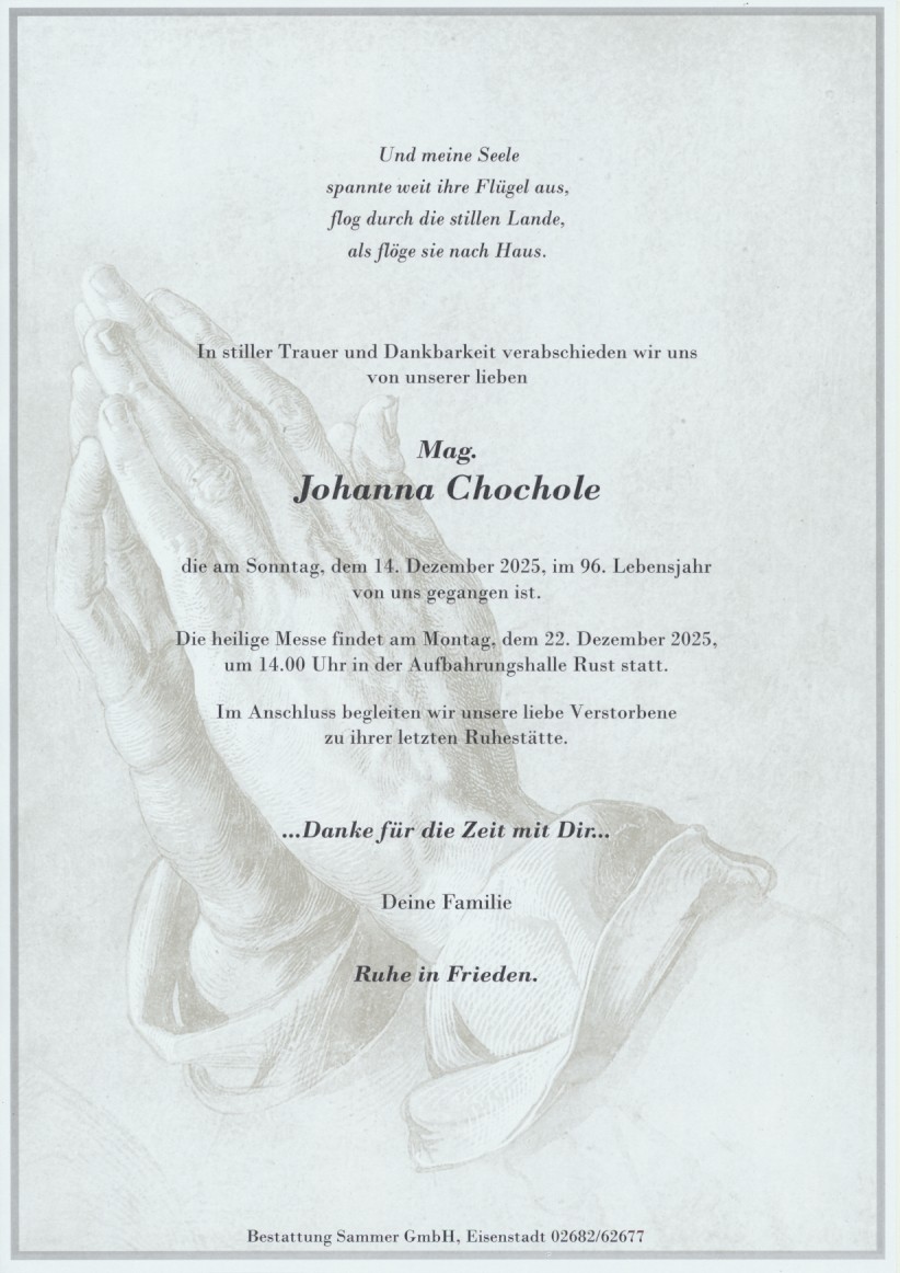 Bestattung Sammer Eisenstadt 4 Chochole Johanna 15122025